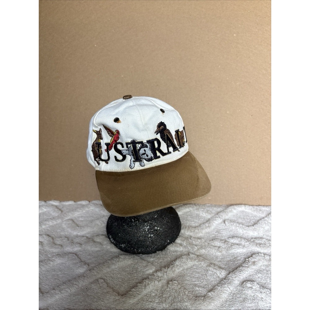 Vtg Dawnbreaker Australia Animals‎ Embroidery Suede Hat Cap Adjustable OSFM RARE